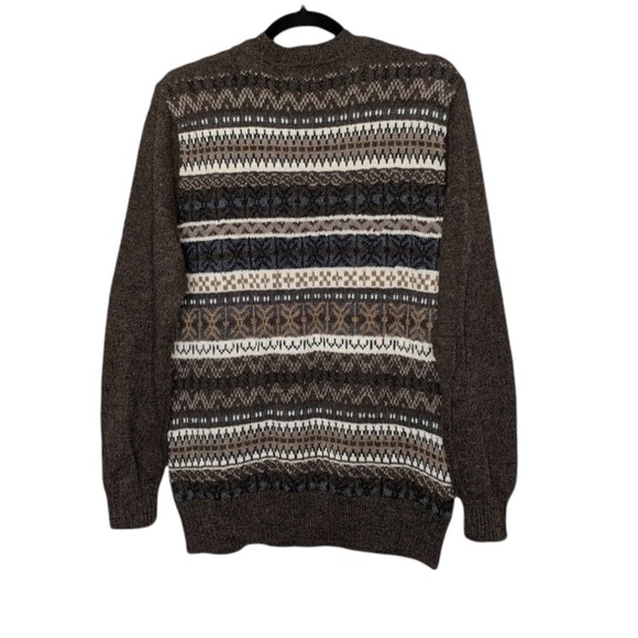 Vintage Peruvian Link Alpaca Sweater Stripe Art Abstract Earth Tones Crewneck - Picture 4 of 6